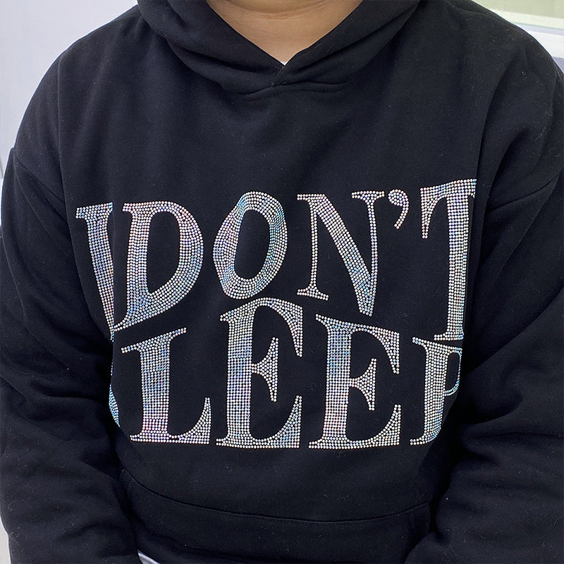 Hip Hop Rhinestone Hoodie Loose Trendy Men'S And Women'S Fleece Top - Bellarte Enchanté Hip Hop Rhinestone Hoodie Loose Trendy Men'S And Women'S Fleece Top